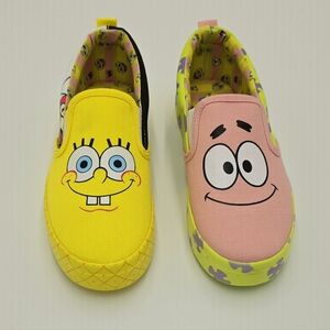 SpongeBob Squarepants & Patrick Slip On Kids Canvas Sneaker Shoes Size 4 Used